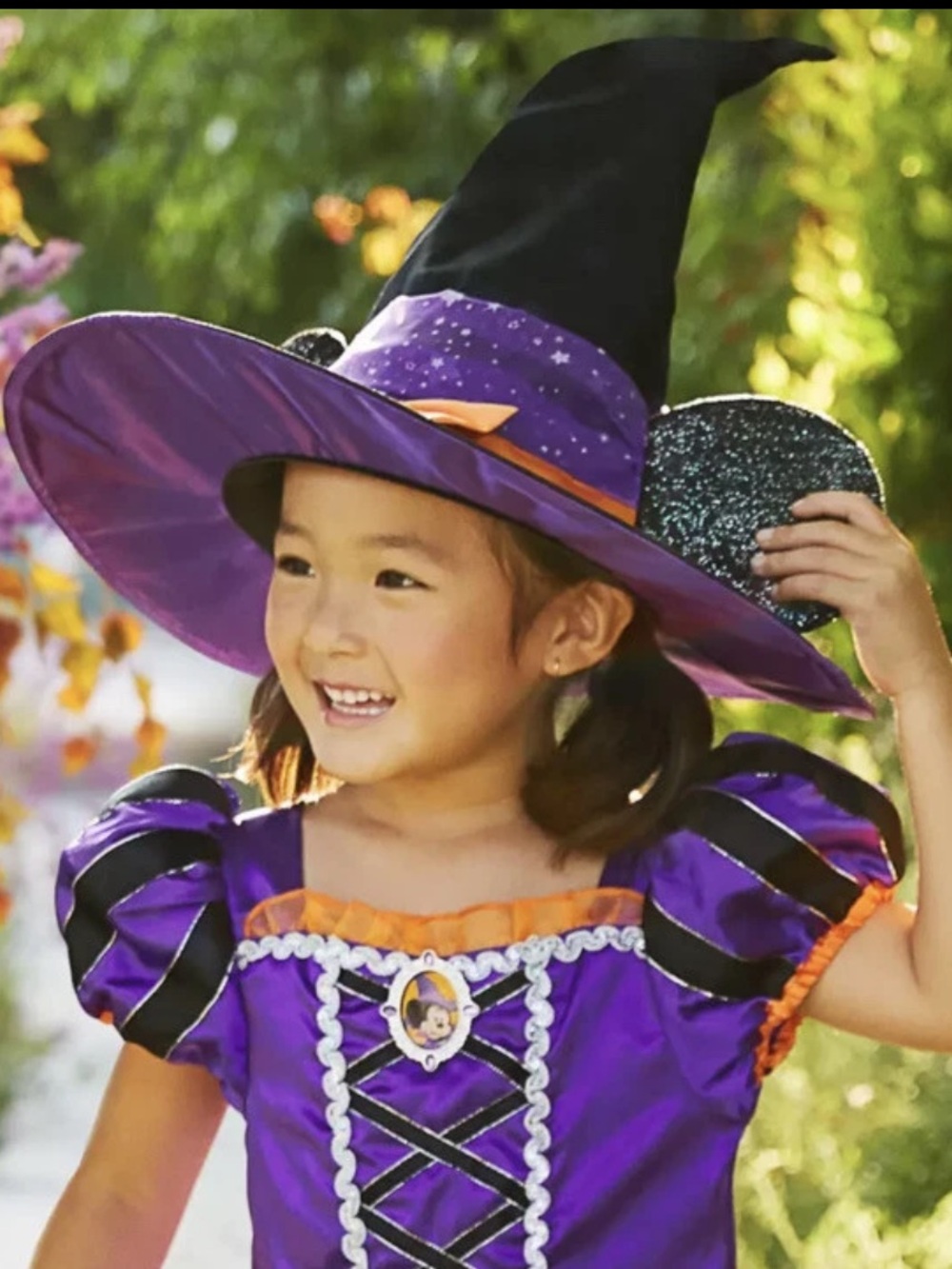 Disney Minnie Mouse Witch Hat Halloween Costume Kids One Size Headpiece Ribbon